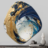 Dark Blue and Gold Strokes VI - Asymmetric Metal Wall Art