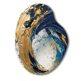 Dark Blue and Gold Strokes VI - Asymmetric Metal Wall Art