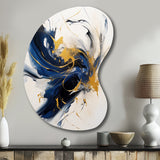 Dark Blue and Gold Strokes VII - Asymmetric Metal Wall Art