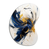 Dark Blue and Gold Strokes VII - Asymmetric Metal Wall Art