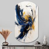 Dark Blue and Gold Strokes VII - Asymmetric Metal Wall Art