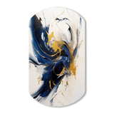 Dark Blue and Gold Strokes VII - Asymmetric Metal Wall Art