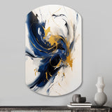 Dark Blue and Gold Strokes VII - Asymmetric Metal Wall Art