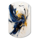 Dark Blue and Gold Strokes VII - Asymmetric Metal Wall Art