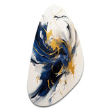 Dark Blue and Gold Strokes VII - Asymmetric Metal Wall Art