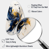 Dark Blue and Gold Strokes VII - Asymmetric Metal Wall Art