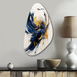 Dark Blue and Gold Strokes VII - Asymmetric Metal Wall Art