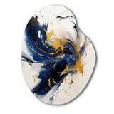 Dark Blue and Gold Strokes VII - Asymmetric Metal Wall Art