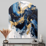 Dark Blue and Gold Strokes XII - Asymmetric Metal Wall Art