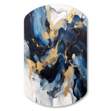 Dark Blue and Gold Strokes XII - Asymmetric Metal Wall Art