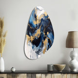 Dark Blue and Gold Strokes XII - Asymmetric Metal Wall Art