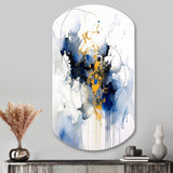 Dark Blue and Gold Strokes XIII - Asymmetric Metal Wall Art