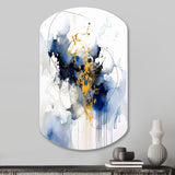 Dark Blue and Gold Strokes XIII - Asymmetric Metal Wall Art