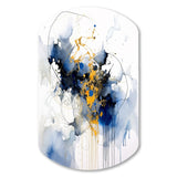 Dark Blue and Gold Strokes XIII - Asymmetric Metal Wall Art