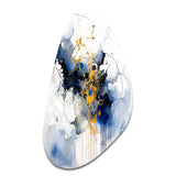 Dark Blue and Gold Strokes XIII - Asymmetric Metal Wall Art