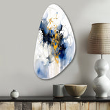 Dark Blue and Gold Strokes XIII - Asymmetric Metal Wall Art