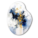 Dark Blue and Gold Strokes XIII - Asymmetric Metal Wall Art