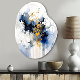 Dark Blue and Gold Strokes XIII - Asymmetric Metal Wall Art