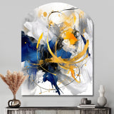 Dark Blue and Gold Strokes XIV - Asymmetric Metal Wall Art