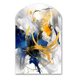 Dark Blue and Gold Strokes XIV - Asymmetric Metal Wall Art