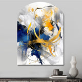 Dark Blue and Gold Strokes XIV - Asymmetric Metal Wall Art