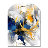 Dark Blue and Gold Strokes XIV - Asymmetric Metal Wall Art