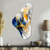 Dark Blue and Gold Strokes XIV - Asymmetric Metal Wall Art