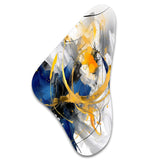 Dark Blue and Gold Strokes XIV - Asymmetric Metal Wall Art