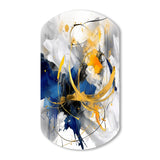 Dark Blue and Gold Strokes XIV - Asymmetric Metal Wall Art