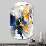 Dark Blue and Gold Strokes XIV - Asymmetric Metal Wall Art