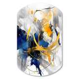 Dark Blue and Gold Strokes XIV - Asymmetric Metal Wall Art