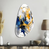 Dark Blue and Gold Strokes XIV - Asymmetric Metal Wall Art