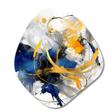 Dark Blue and Gold Strokes XIV - Asymmetric Metal Wall Art