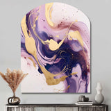 Purple and Gold Strokes I - Asymmetric Metal Wall Art