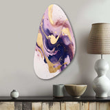 Purple and Gold Strokes I - Asymmetric Metal Wall Art