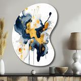 Dark Blue and Gold Strokes XXII - Asymmetric Metal Wall Art