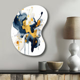 Dark Blue and Gold Strokes XXII - Asymmetric Metal Wall Art