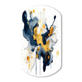 Dark Blue and Gold Strokes XXII - Asymmetric Metal Wall Art