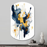 Dark Blue and Gold Strokes XXII - Asymmetric Metal Wall Art