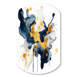 Dark Blue and Gold Strokes XXII - Asymmetric Metal Wall Art