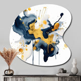 Dark Blue and Gold Strokes XXII - Asymmetric Metal Wall Art