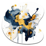 Dark Blue and Gold Strokes XXII - Asymmetric Metal Wall Art