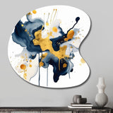 Dark Blue and Gold Strokes XXII - Asymmetric Metal Wall Art