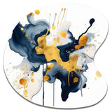 Dark Blue and Gold Strokes XXII - Asymmetric Metal Wall Art