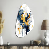 Dark Blue and Gold Strokes XXII - Asymmetric Metal Wall Art