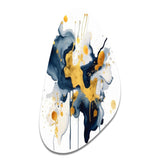 Dark Blue and Gold Strokes XXII - Asymmetric Metal Wall Art