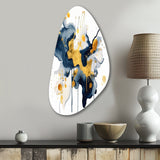 Dark Blue and Gold Strokes XXII - Asymmetric Metal Wall Art