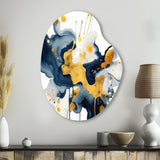 Dark Blue and Gold Strokes XXII - Asymmetric Metal Wall Art