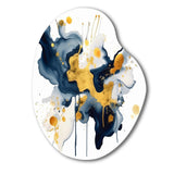 Dark Blue and Gold Strokes XXII - Asymmetric Metal Wall Art