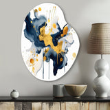 Dark Blue and Gold Strokes XXII - Asymmetric Metal Wall Art